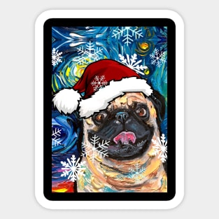 Fawn Pug Santa Sticker